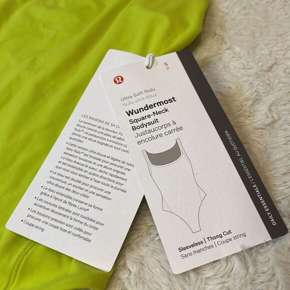 Lululemon- NWT Wundermost Sleeveless Square Neck Thong Bodysuit Lichen Lime- S - Picture 7 of 10